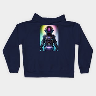 Colorful Atompunk Astronaut digital AI Art Kids Hoodie